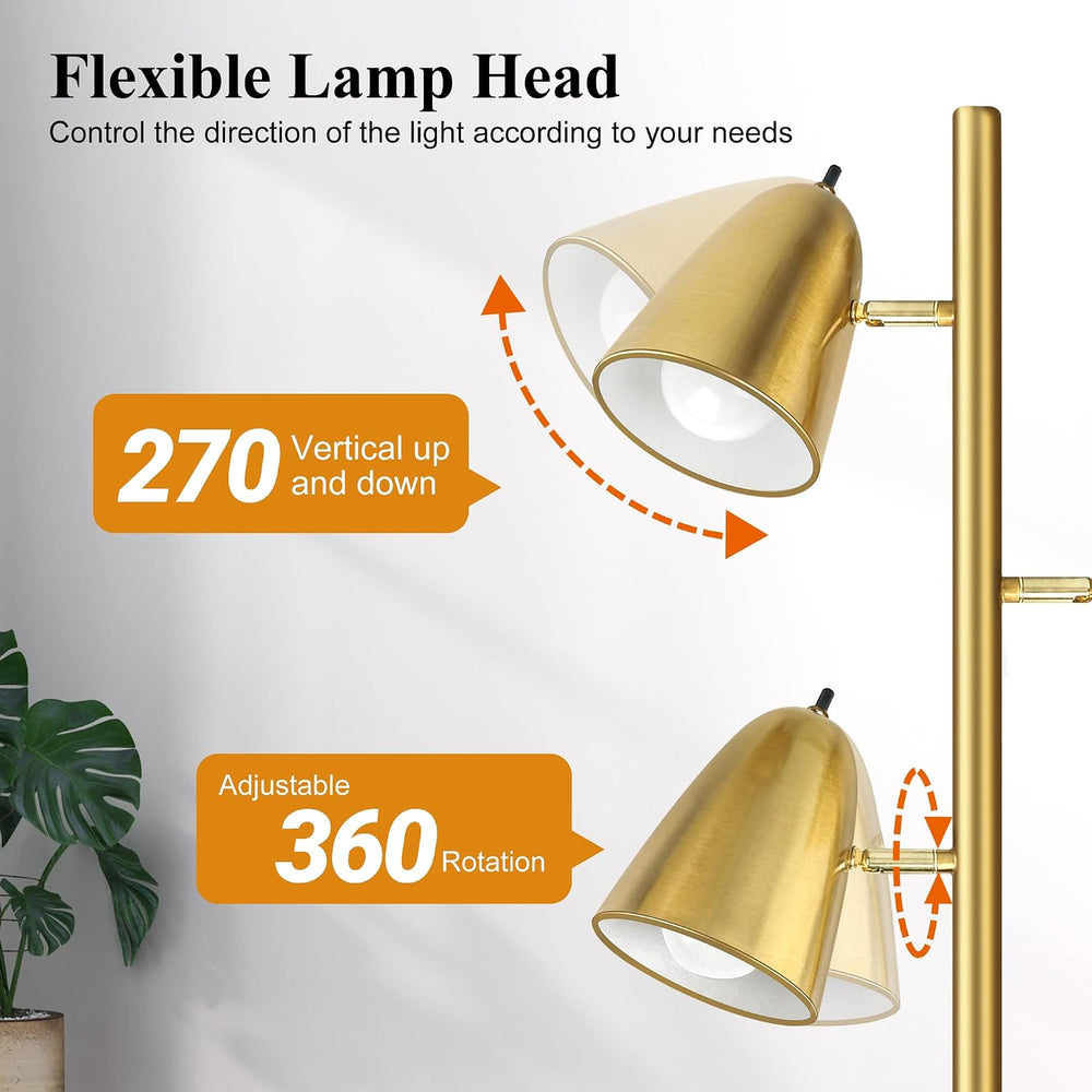 QiMH Tree Floor Lamp with 3 Light Bulbs, Standing Tall Pole Lamps for Living ...