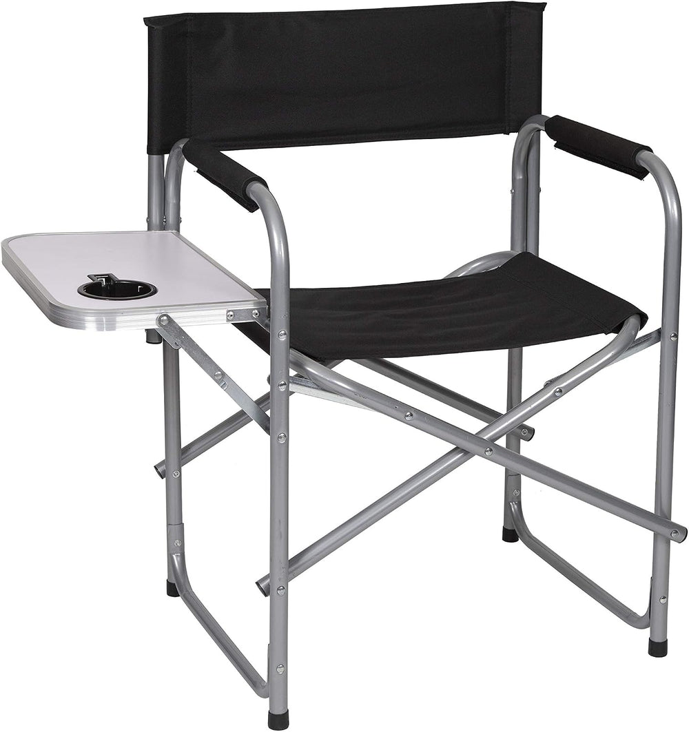Stansport Directors Chair with Side Table, One Size, Black