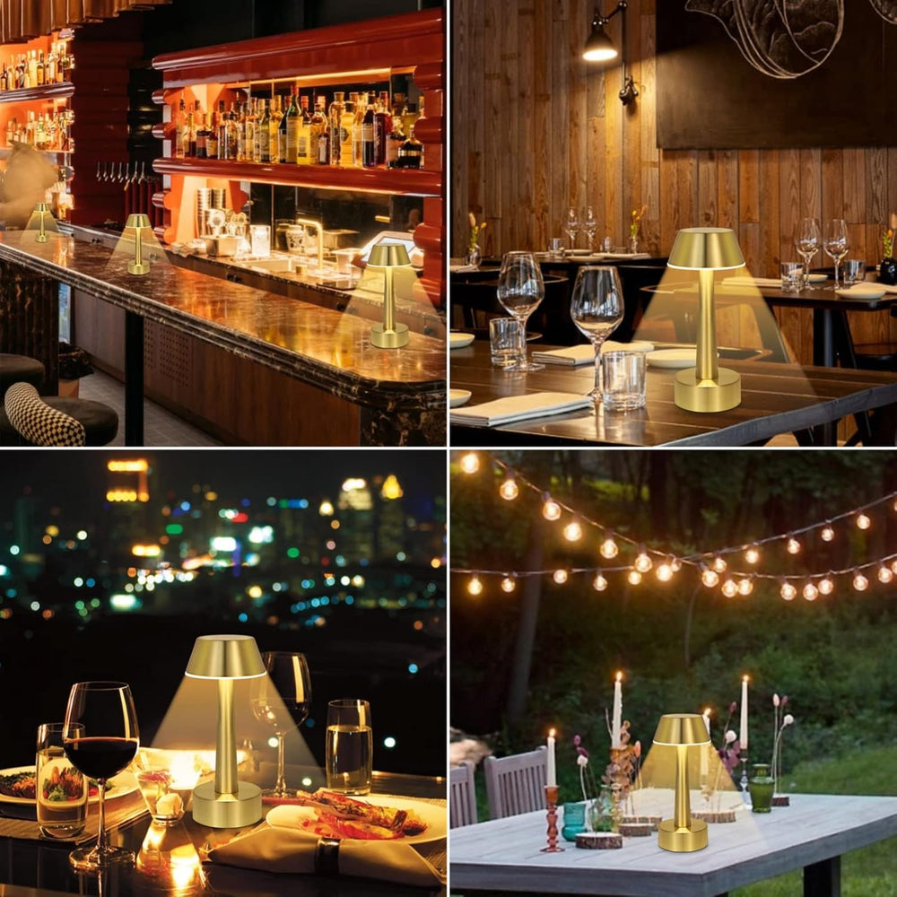 UMEXUS 2 Pack Small Cordless Rechargeable Table Lamp for Restaurant Bar
