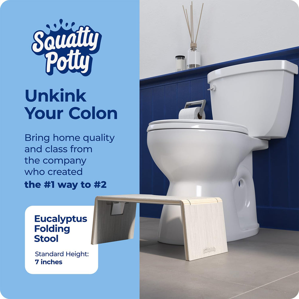 Squatty Potty Oslo Folding Wood Eucalyptus Bathroom Toilet Stool – 7 Inches