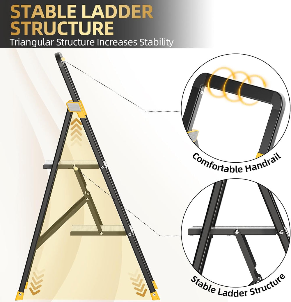 2 Step Ladder Lightweight Aluminum Folding Step Stool for Adults