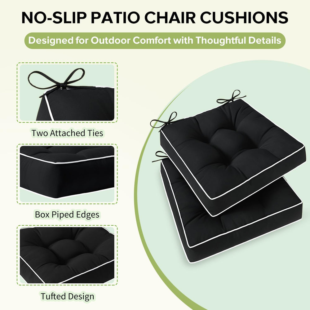 HARBOREST Outdoor Chair Cushions Set of 2, Tufted Patio Chair Cushions with T...