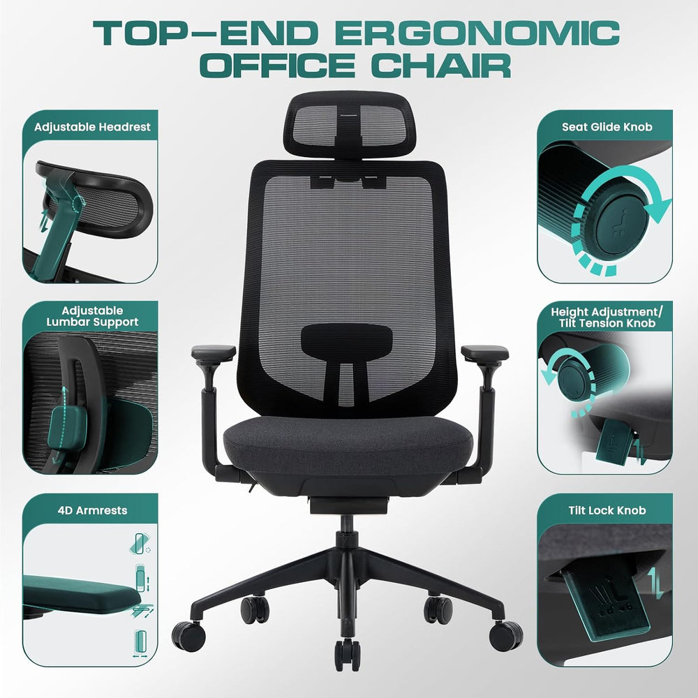 COLAMY Ergonomic Mesh Office Chair,High Back Computer Executive Desk Chair,Lu...