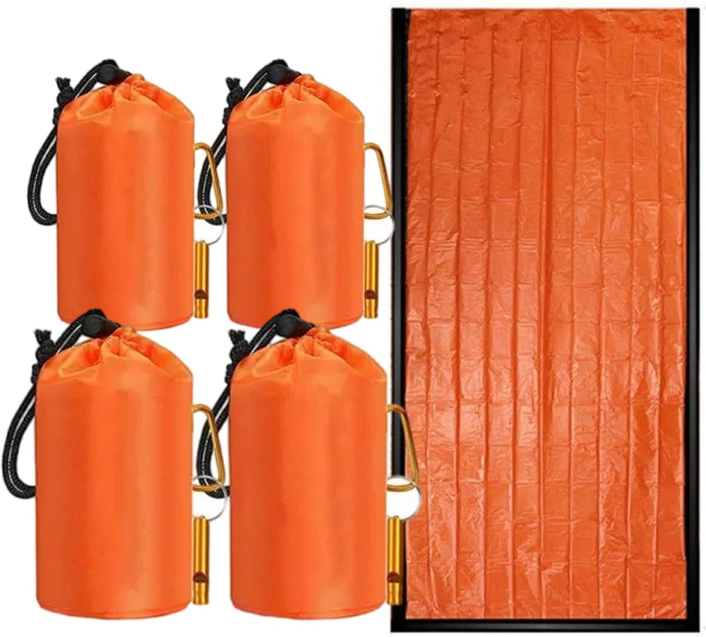 Waterproof Emergency Sleeping Bag with Whistle, 2 Pack Mylar Thermal Bivy Sac...