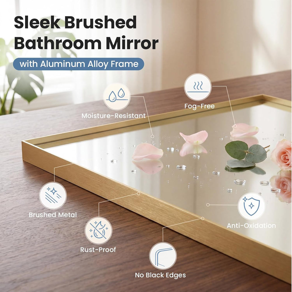 DUMOS 24"x36" Wall Mirror, Bathroom Mirrors for Over Sink, Gold