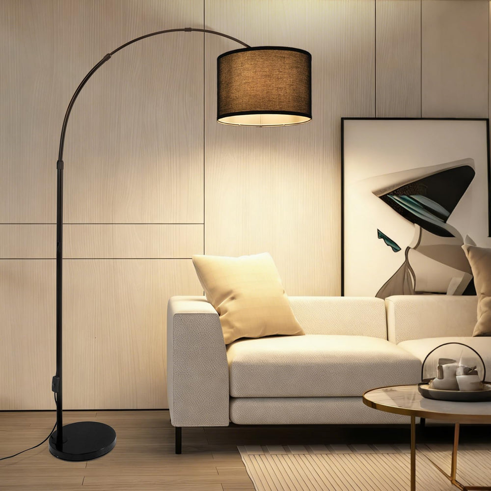 Black Arc Floor Lamp, Modern Standing Lamp with Marble Base
