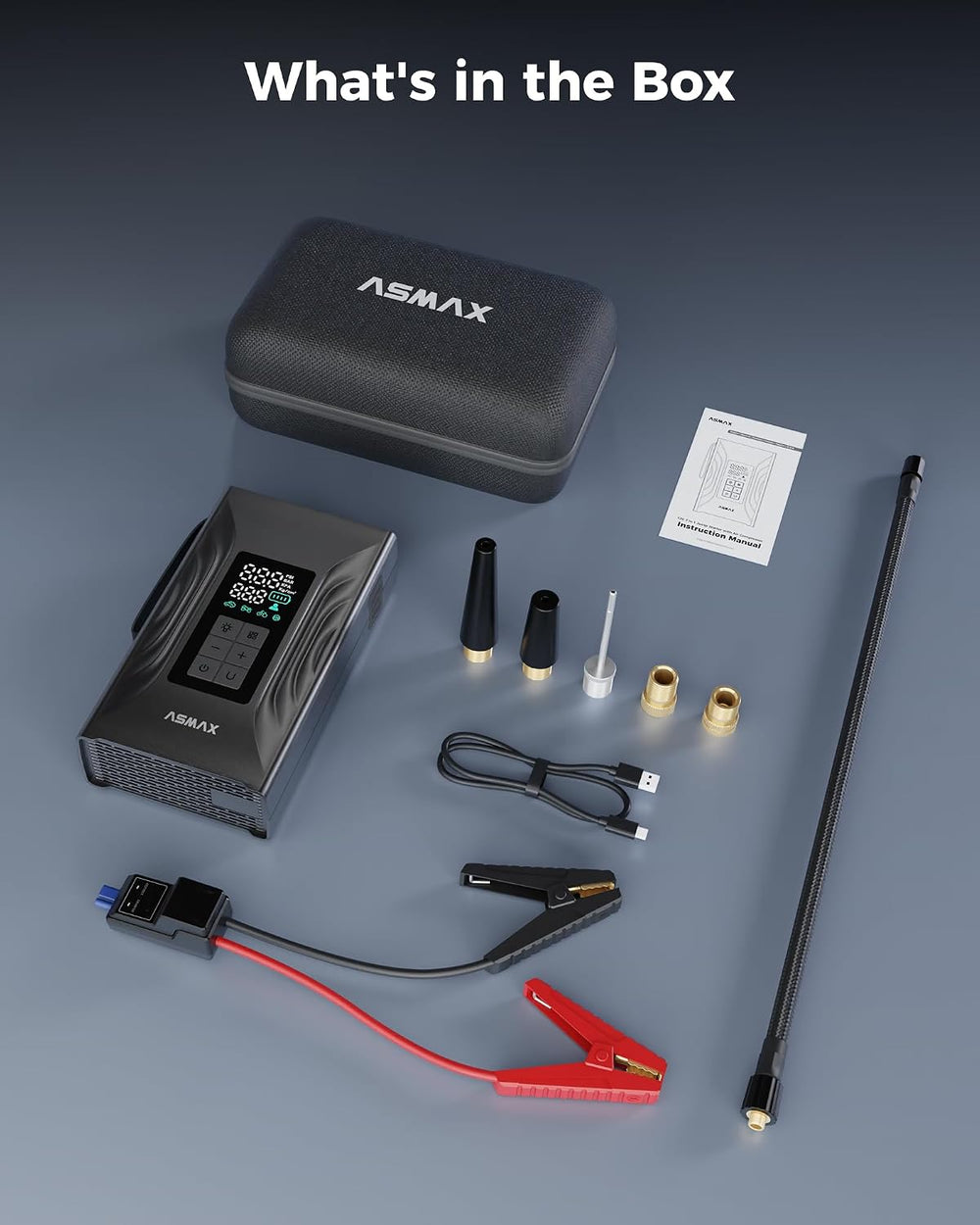 ASMAX T20 7-in-1 Jump Starter with Air Compressor, 3000A Portable Jump Box