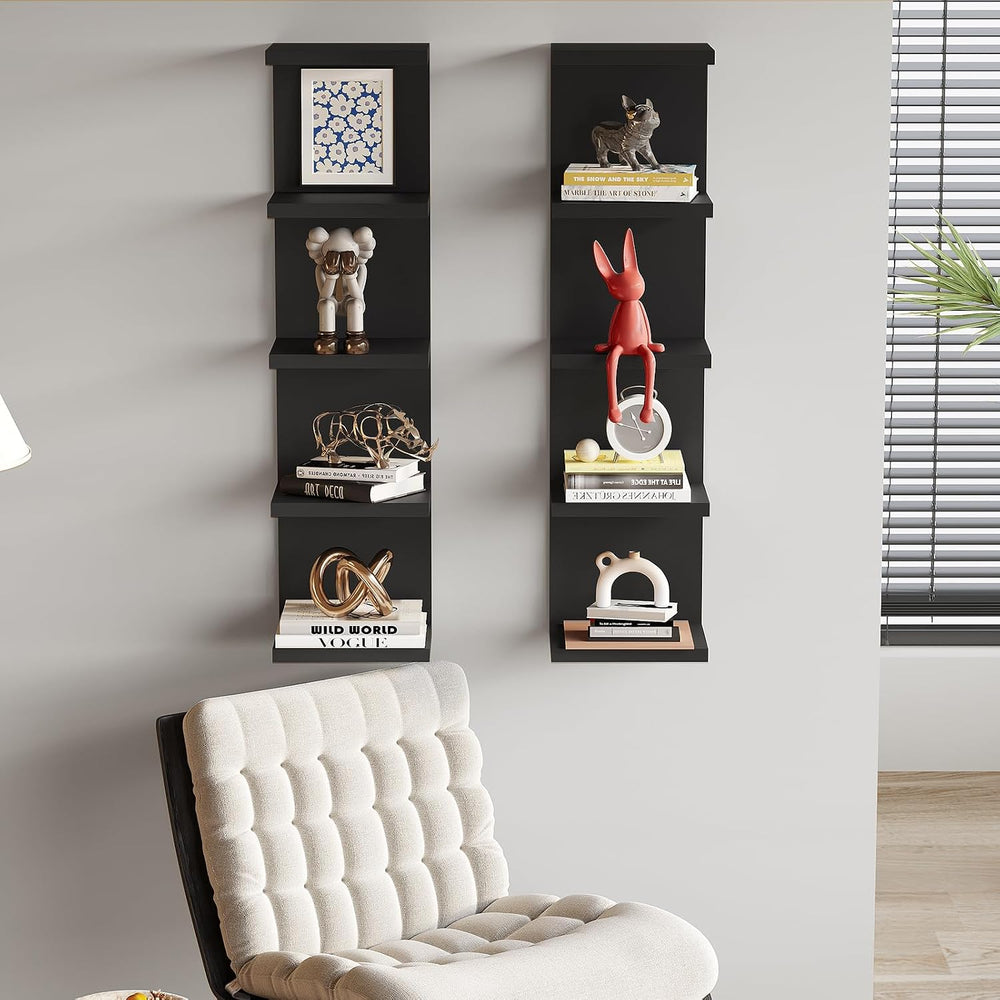 LitaEther 5 Tier Lack Floating Shelf, Black Wall Shelf Unit,Display Shelf