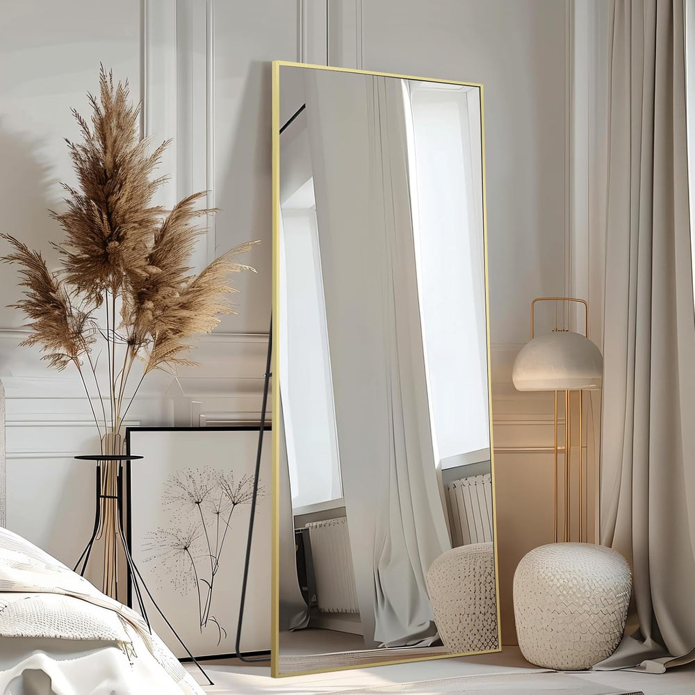 MELOMOIR 56"x18" Gold Full Length Mirror, Free Standing or Wall Mou...