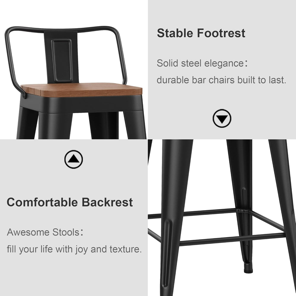 HAOBO Home 24" Barstools Metal Bar Stools Set of 4 Counter Height Stools