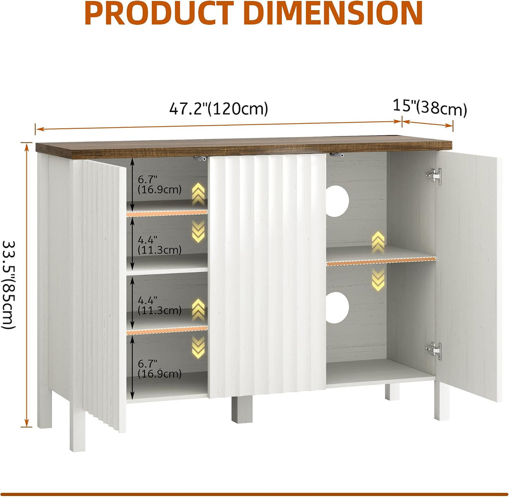 Vlsrka Shoe Storage Cabinet with Doors and Adjustable Shelves, White