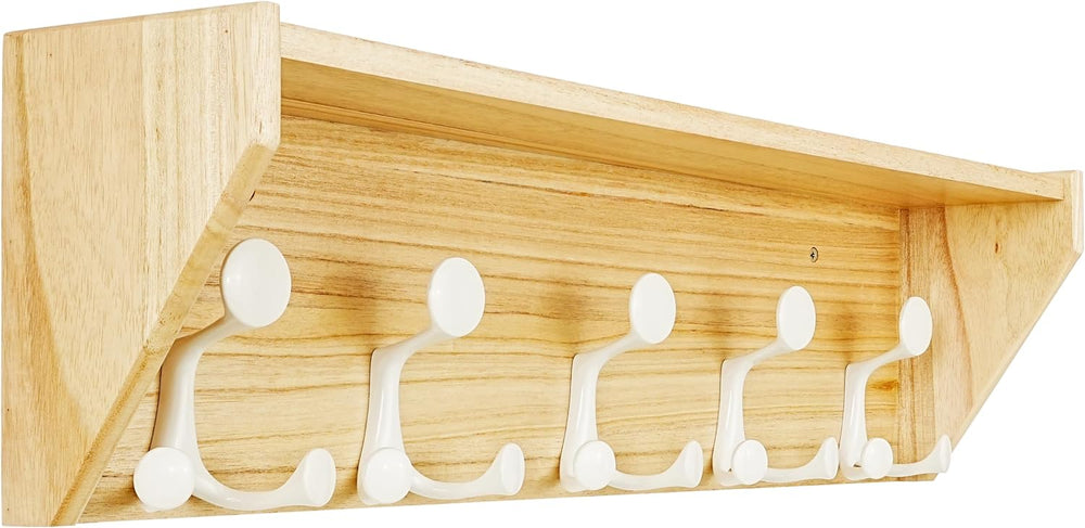 SKOLOO Wall Shelf with Hooks, 24-Inch Coat Rack Wall Mount with Shelf Organiz...
