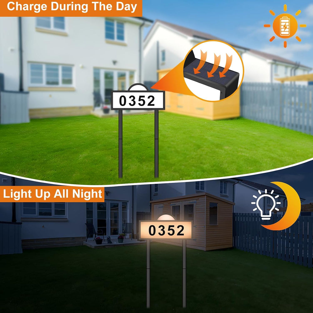 LED Solar Address Sign, Address Numbers for Yard with 2 Colors