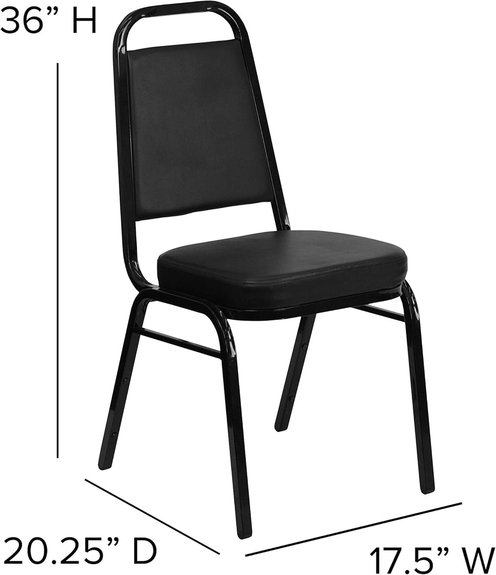 EMMA + OLIVER Black Vinyl Trapezoidal Back Stacking Banquet Chair