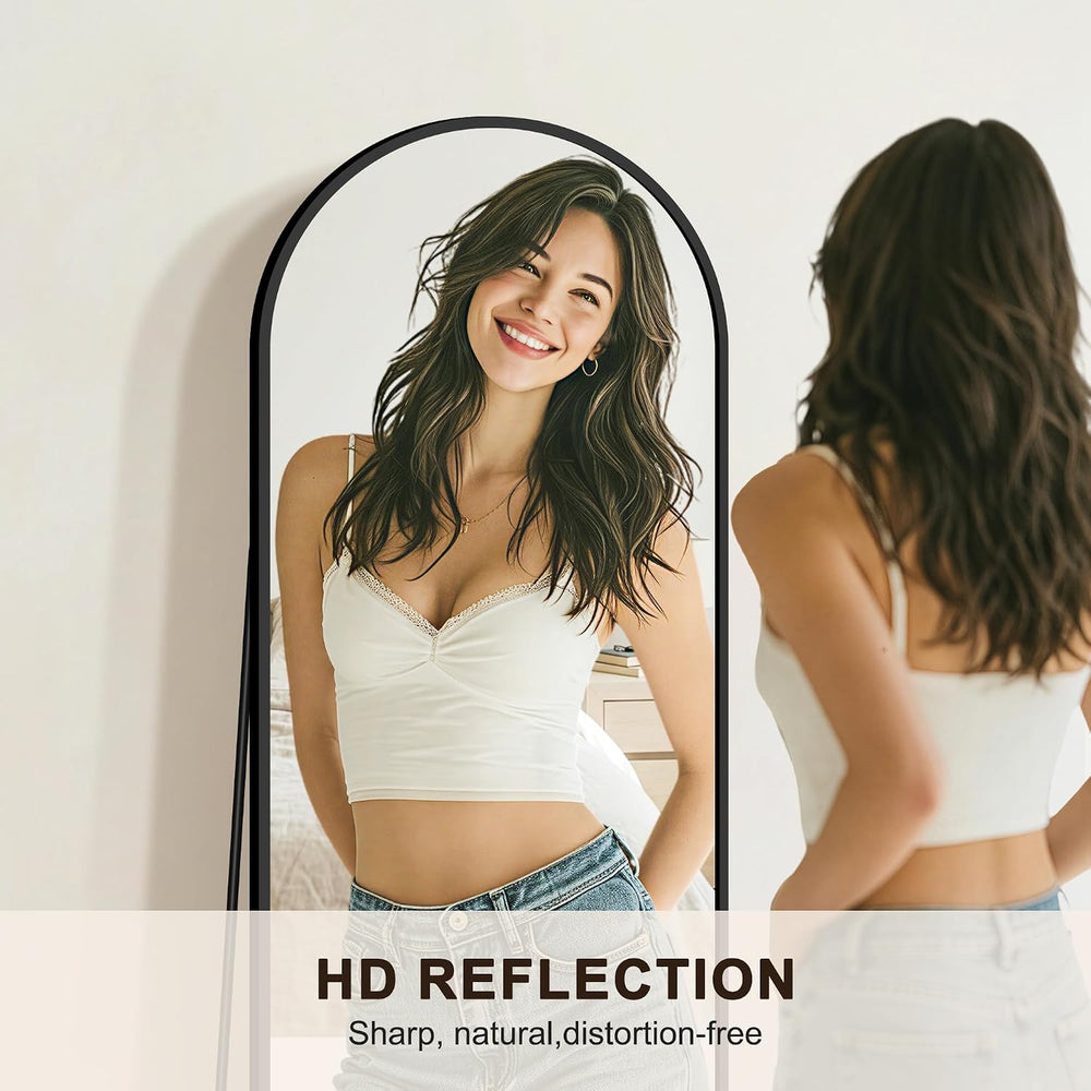 Arched Full Length Mirror with Stand, 56"x15" Full Body Floor Mirro...