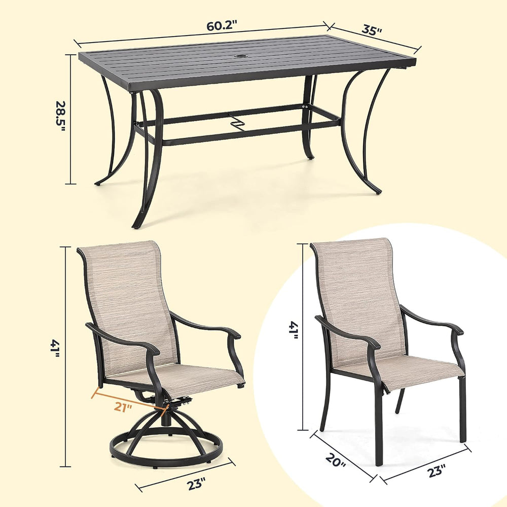 HAPPATIO 7 Piece Patio Dining Set,Outdoor Dining Set,Patio Furniture Sets,2 S...