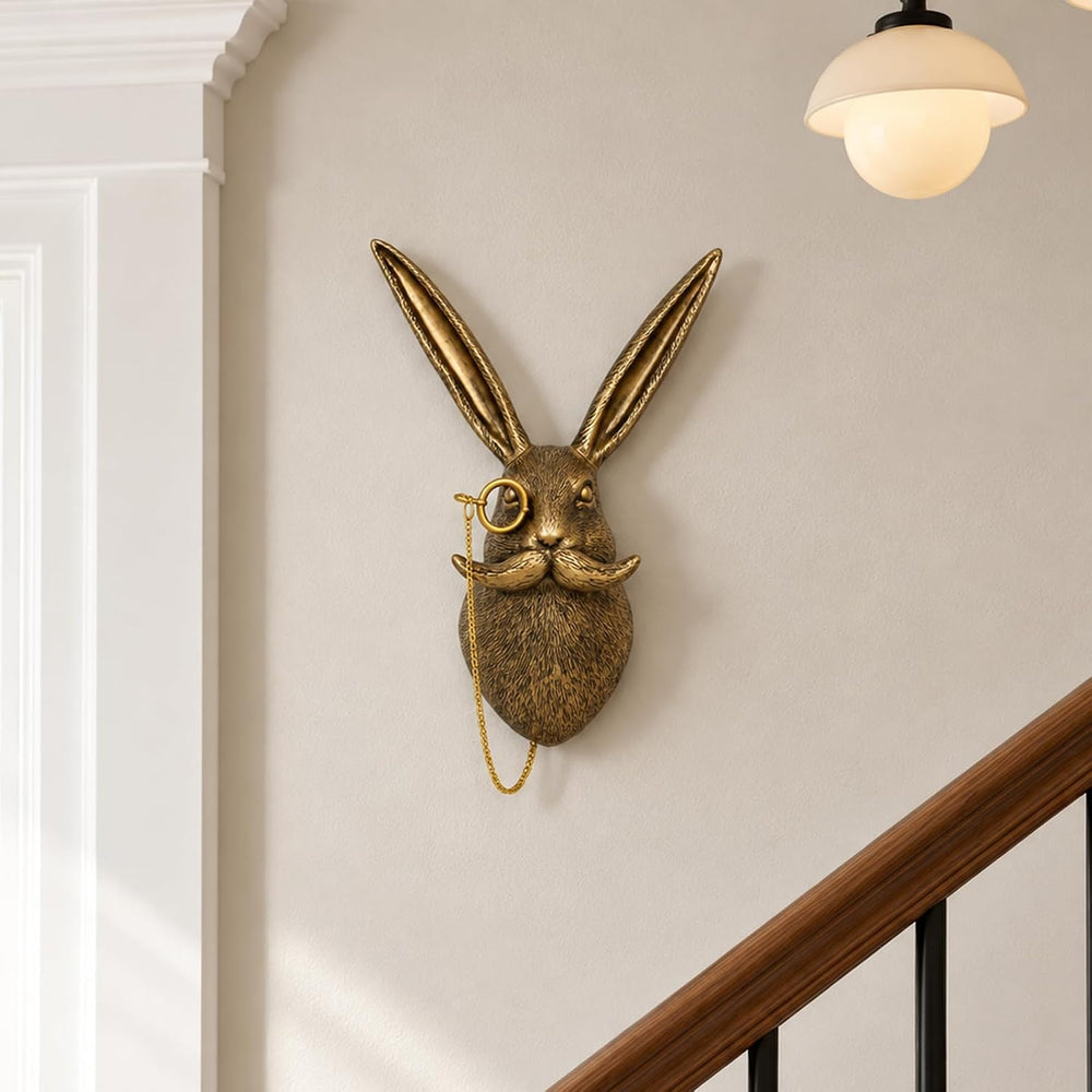 UITWMKTG Gold Rabbit Head Wall Decor - Modern Animal Wall Sculpture, Bunny Wa...