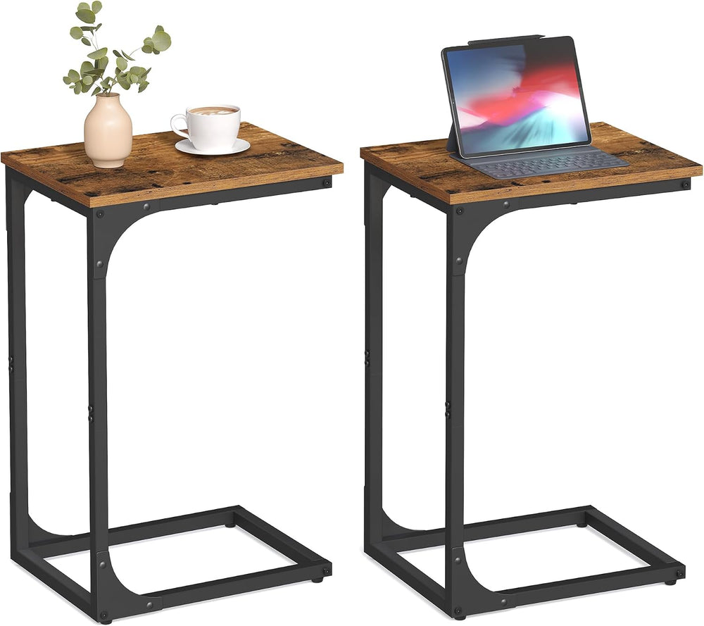 VASAGLE C-Shaped End Table Set of 2, Small Sofa Side Table with Metal Frame