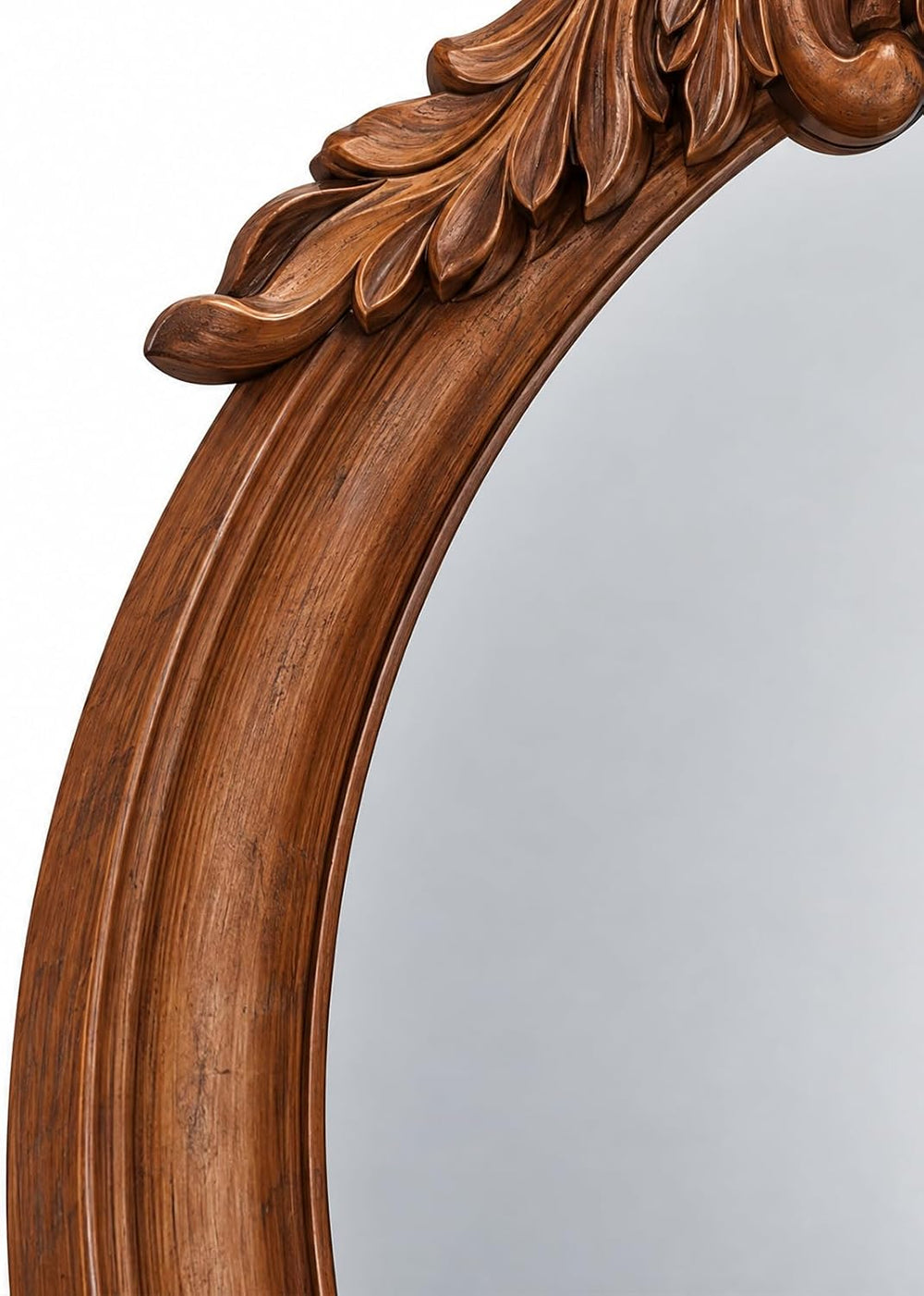 30 Inch Rustic Wall Mirror with Solid Wood Walnut Light Brown