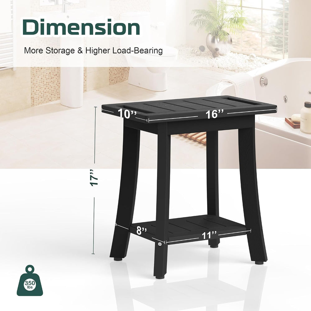 Waterproof HIPS Shower Bench for Inside Shower, Shower Stool, Black