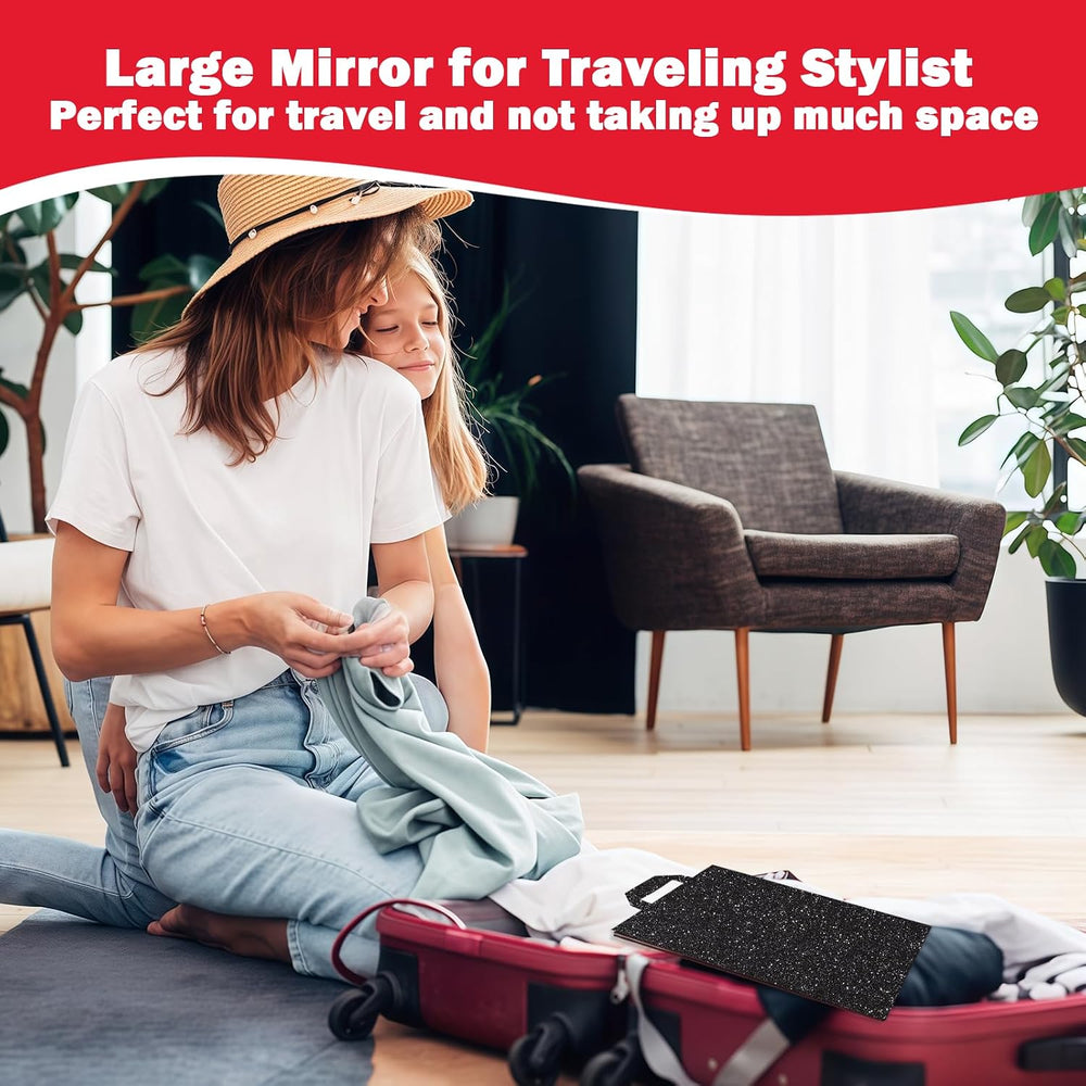 Foldable Acrylic Full Length Mirror, Black, Four-Fold, Thickened
