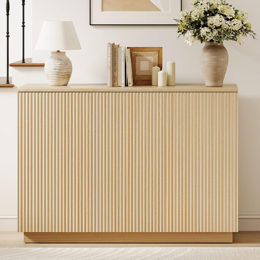 Sideboard Buffet Cabinet with Storage - 47" Fluted Coffee Bar Cabinets C...