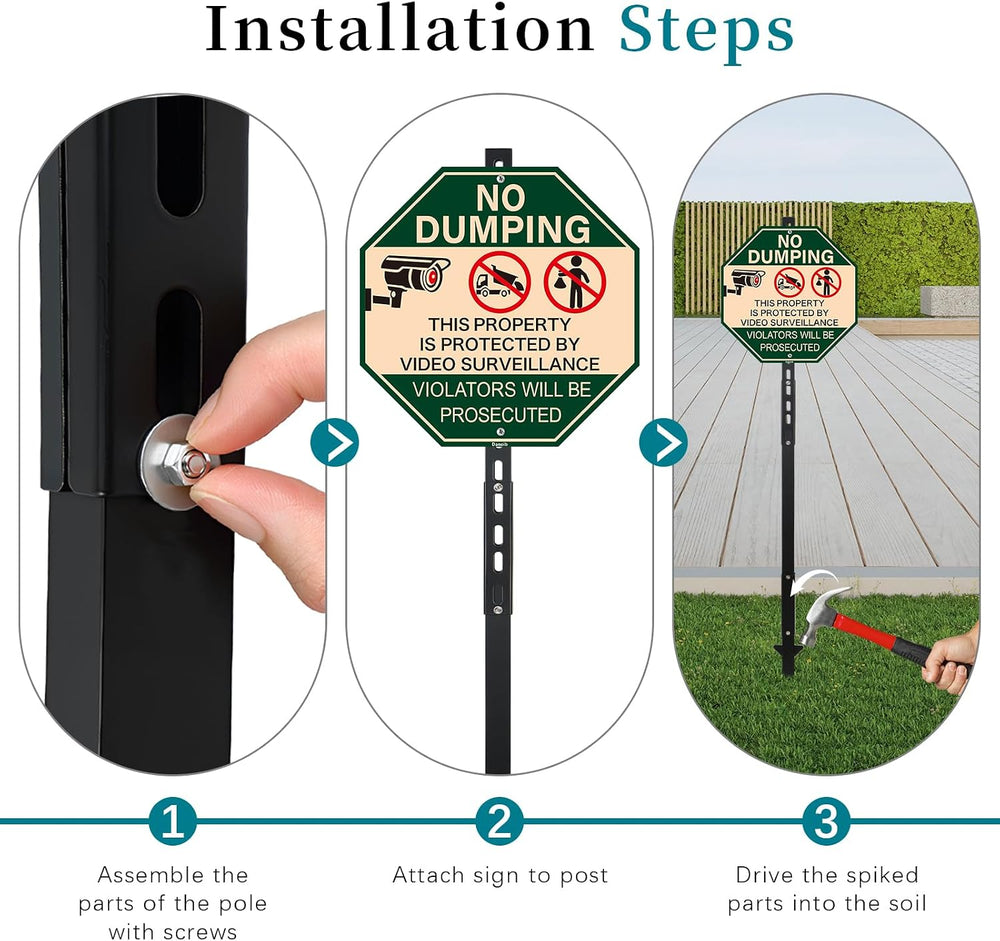 52" Metal Square Sign Post, Heavy Duty Yard Sign Stake for Lawn