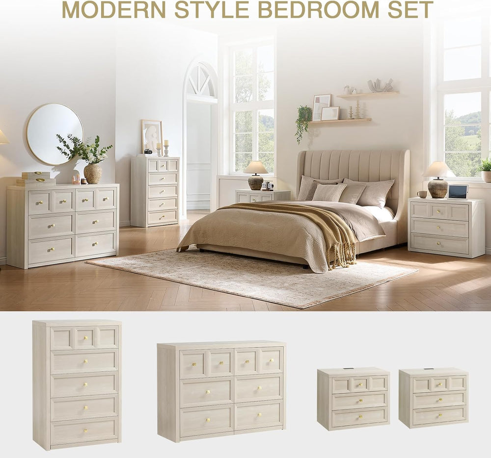 5 Drawers Dresser for Bedroom, 45.7" Tall Large Dresser & Chests of ...