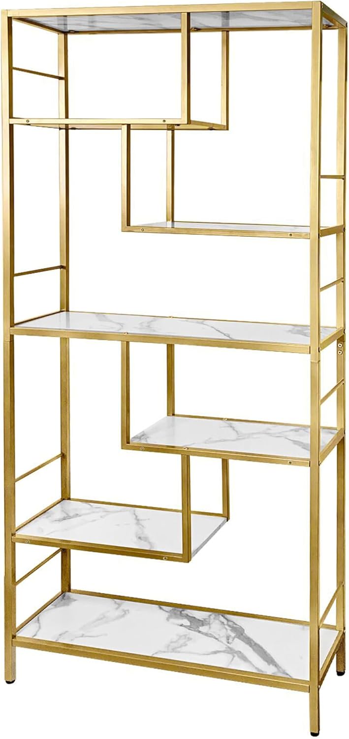 AT-VALY 6 Tier Bookcase Bookshelf, 72.4”Tall Modern Freestanding Bookshelf wi...
