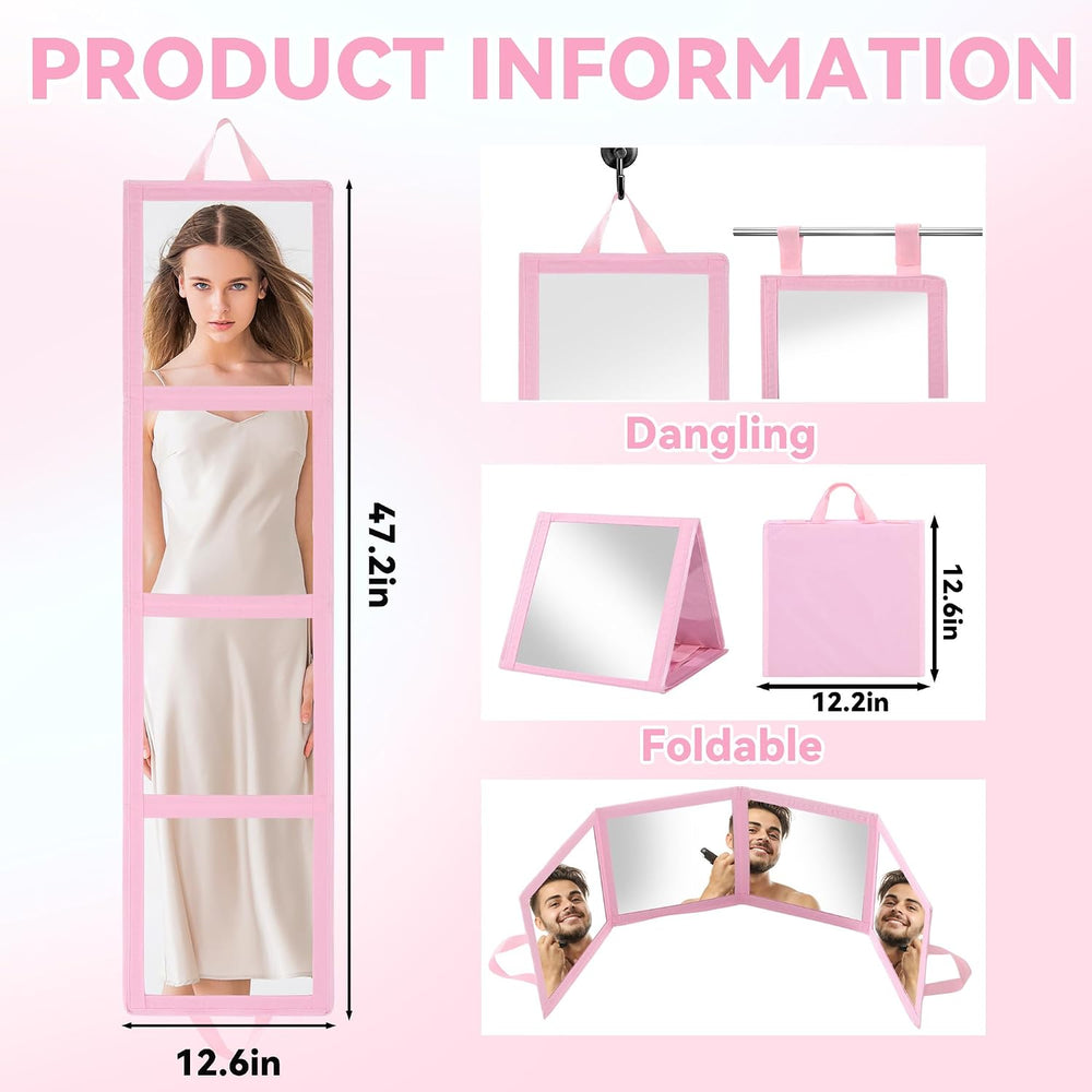 ROYALAY Foldable Full Length Mirror with Handle, 47 * 13in Four-fold Portable...