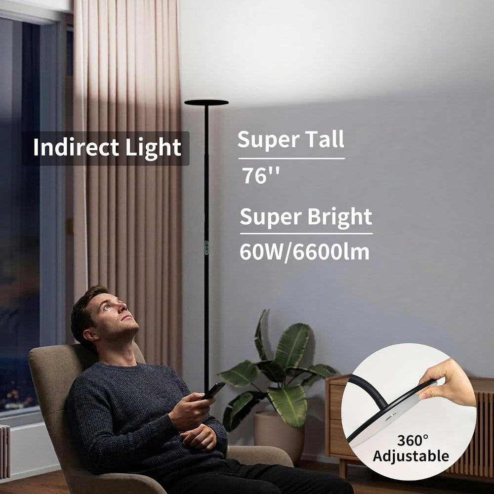chiphy 60W Torchiere Floor Lamp, 76'' Dimmable Tall Lamp, Sky Floor Lamp