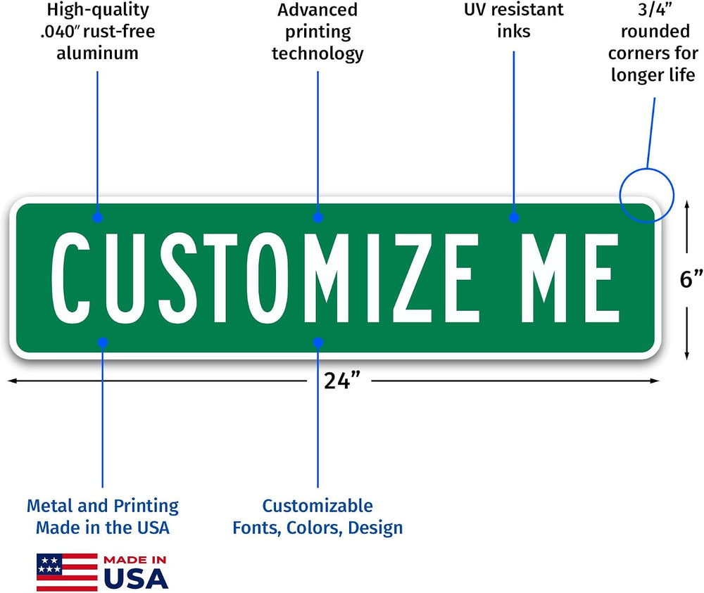 Brimar - 24 x 6" - Novelty Street Name Sign - .080″ White Rust-Free Alum...