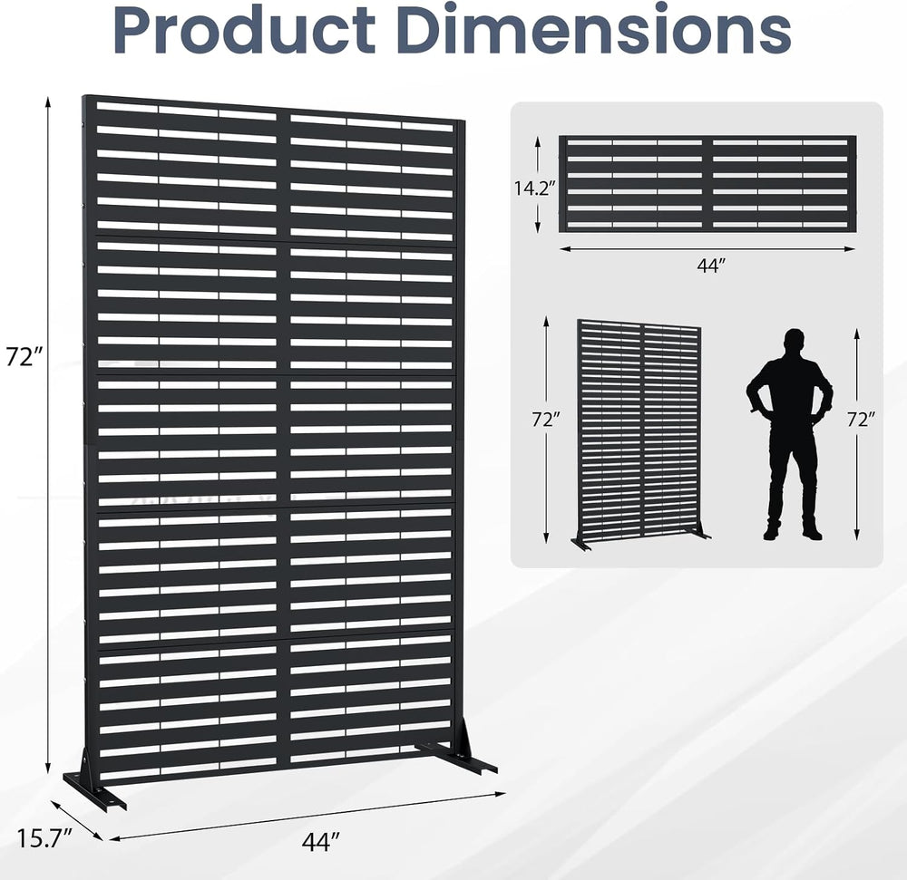 Metal Privacy Screen, 6FT Outdoor Privacy Screen, Freestanding Privacy Screen...