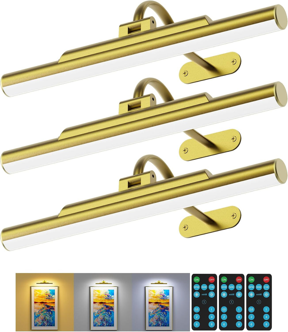 3Pack Picture Lights for Gallery Wall Art, Gold 13in