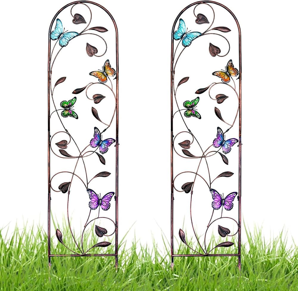 aboxoo 2-Pack Butterfly Metal Garden Trellis for Climbing Plants