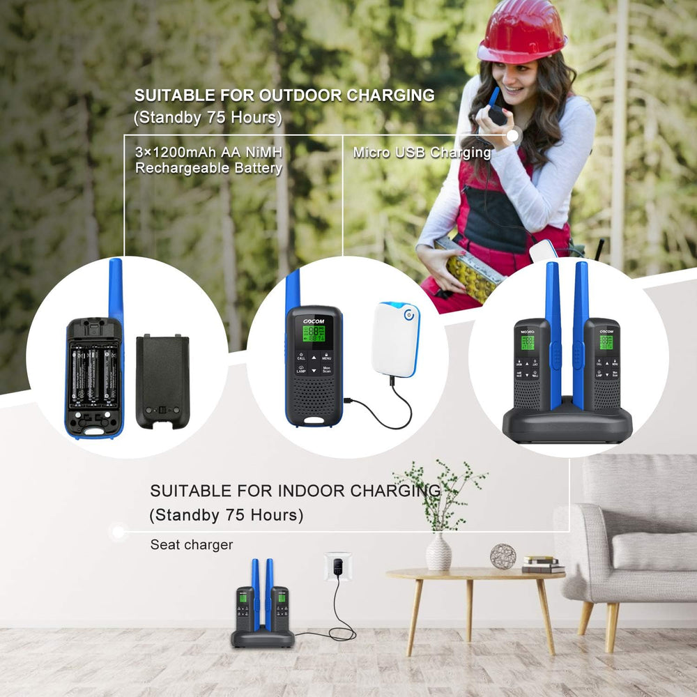 Walkie Talkies - GOCOM G600 FRS Two Way Radio for Adults 2W Long Range Walkie...