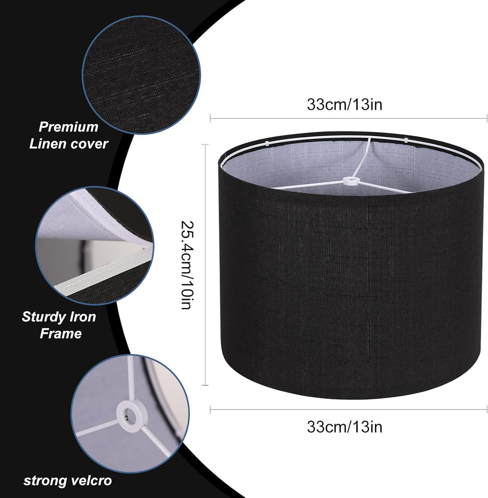 Black Drum Lampshade, Lamp Shade for Table Lamps Floor Lamp, 13" Top X 1...