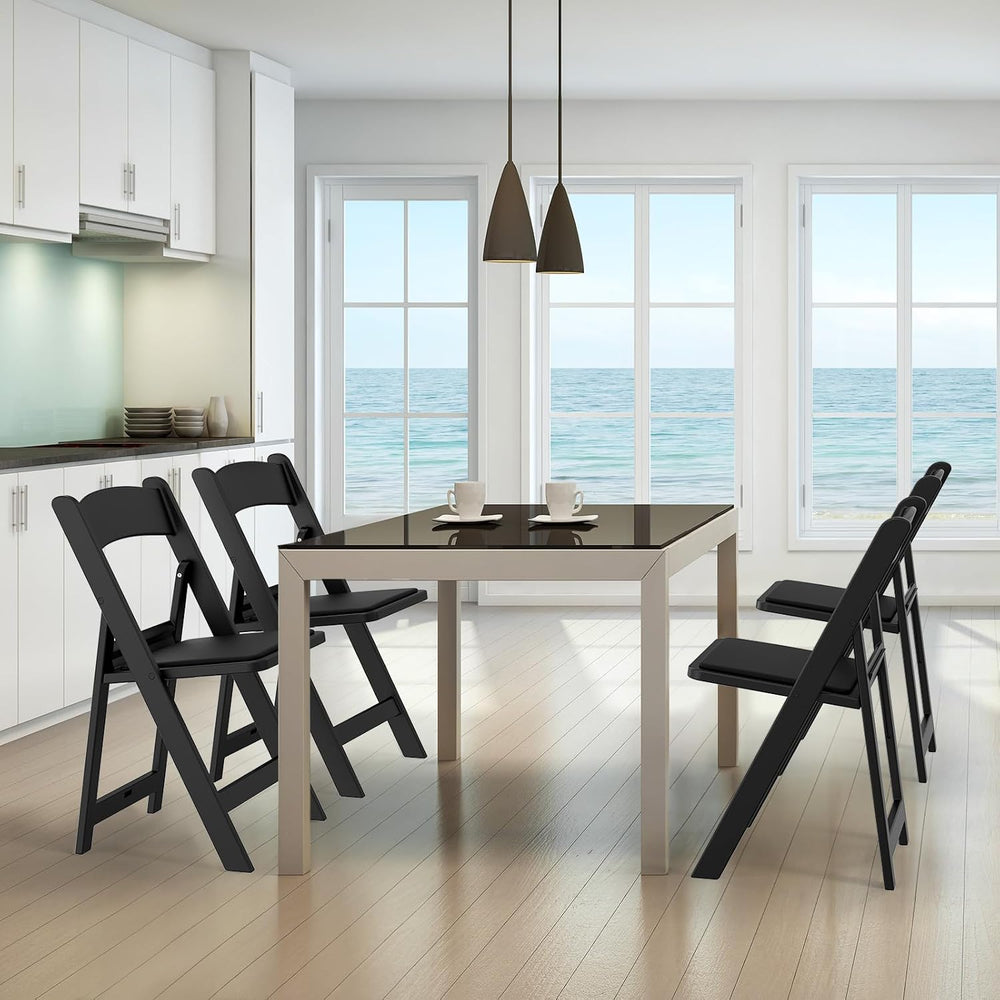 VINGLI Resin Folding Chairs with Cushion, Foldable Plastic Chair with Comfort...