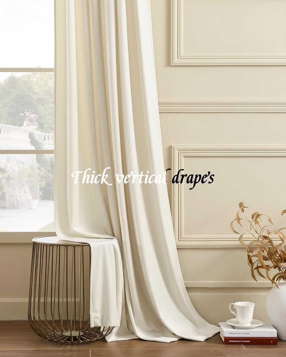 Nemia Ivory White Velvet Curtains Thermal Insulated Blackout Curtain for Bedr...