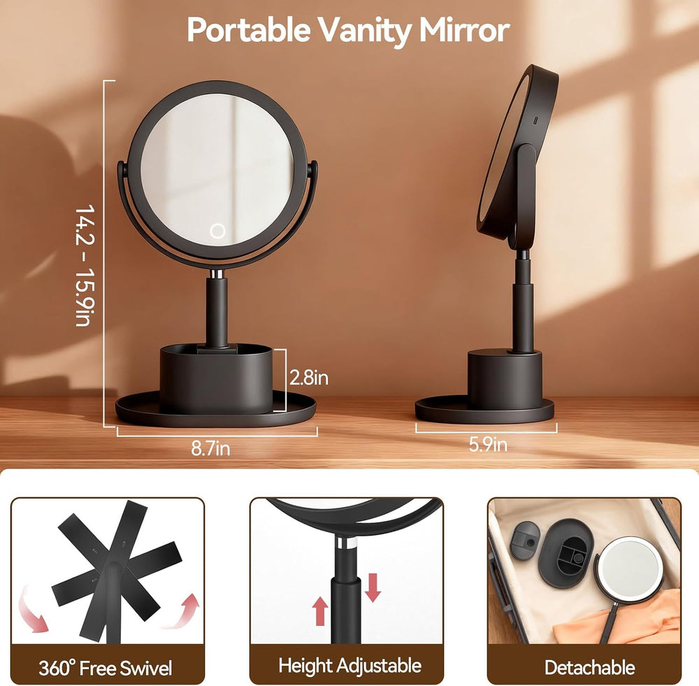 20X Magnifying Mirror with Lights and Storage, Double Sided Vanity Mirror