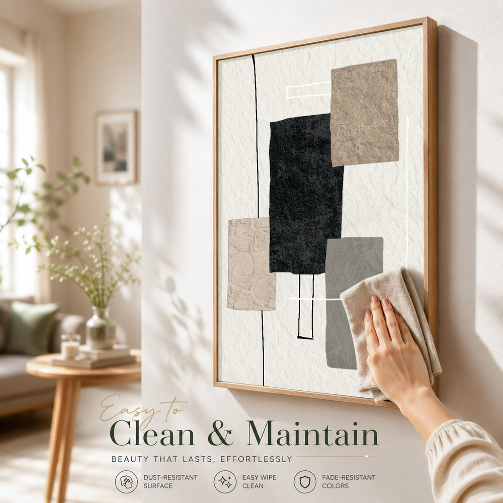 KAIRNE Neutral Abstract Framed Wall Art Set 3,16x24 Beige Black Wall Decor