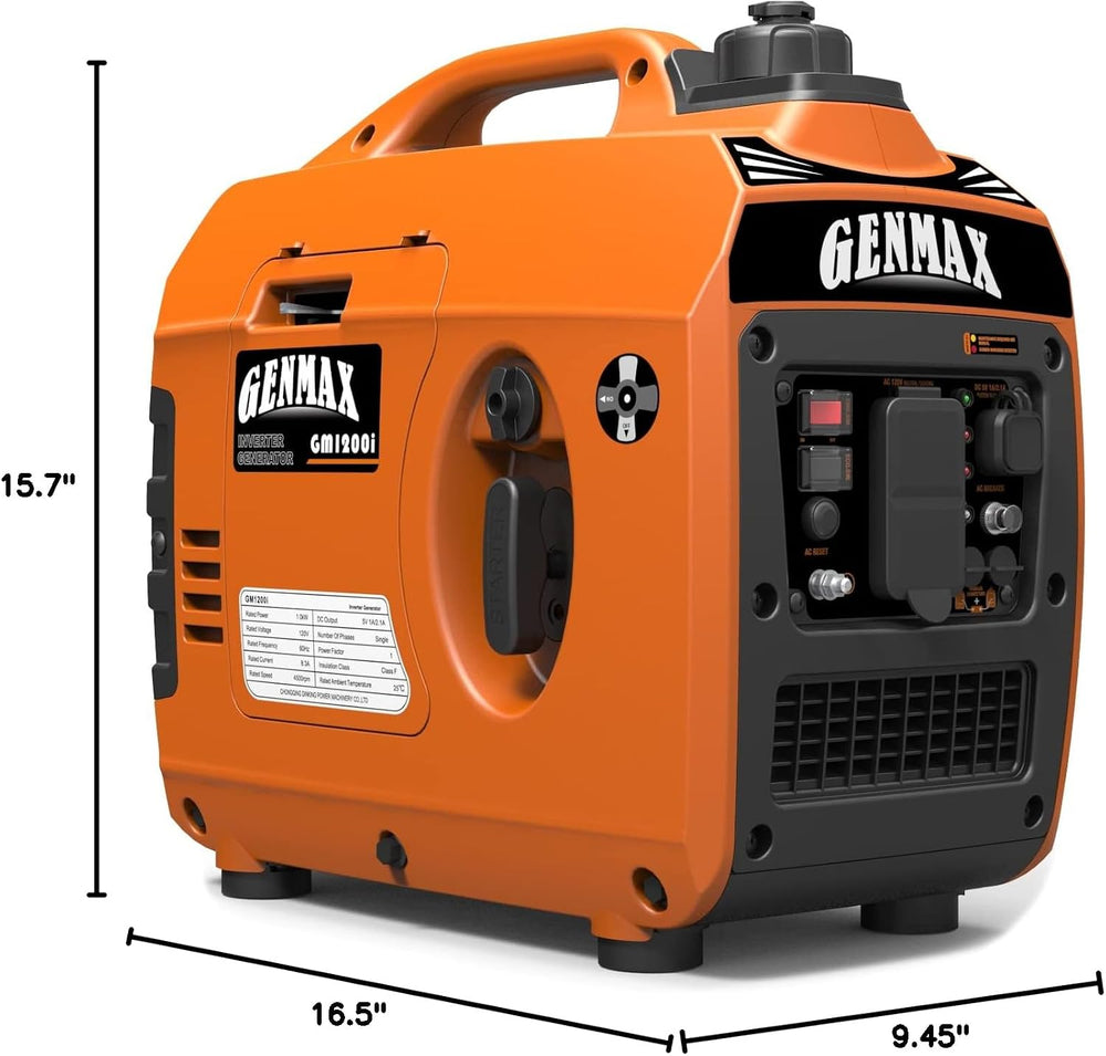 GENMAX Portable Generator,1200W Ultra-Quiet Gas Engine, EPA Compliant, Eco-Mo...