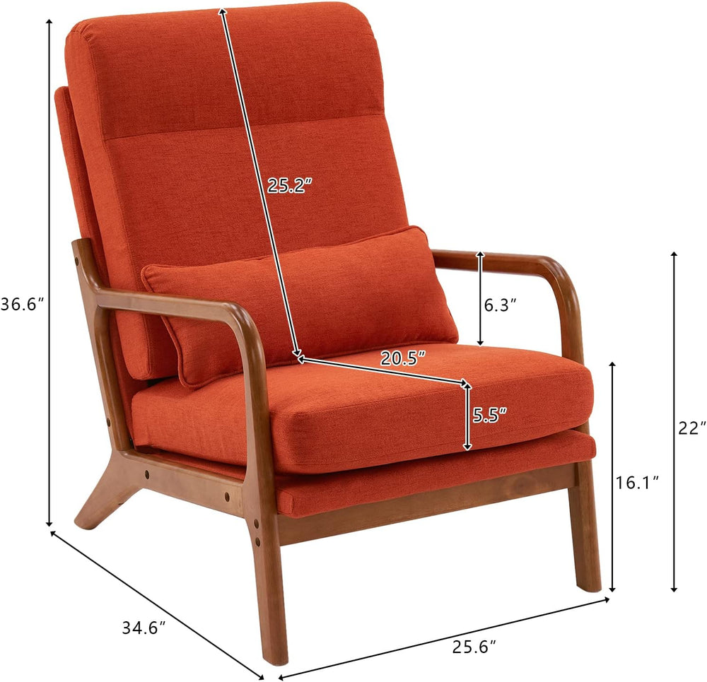 Karl home Accent Chair High Back Mid-Century Modern, Burnt Orange