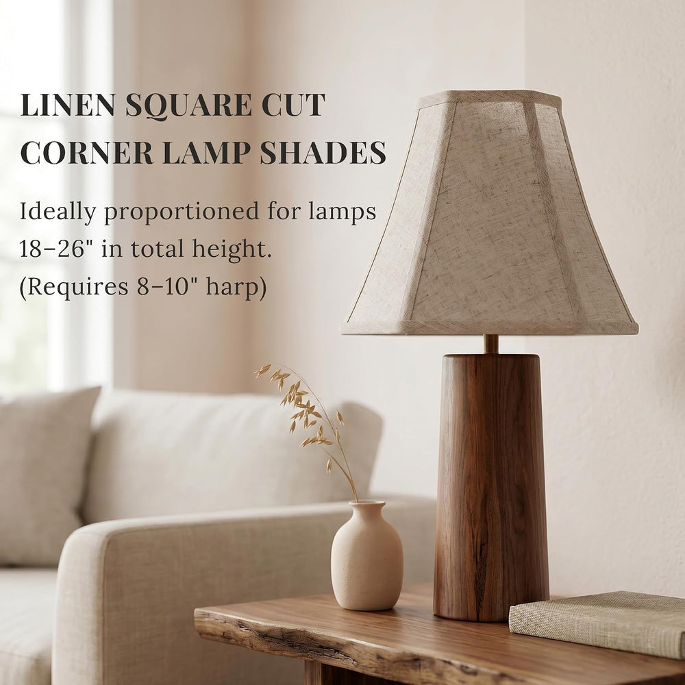 Linen Fabric Lamp Shades Set of 2, Beige Medium 6.5" Top x 13" Bott...