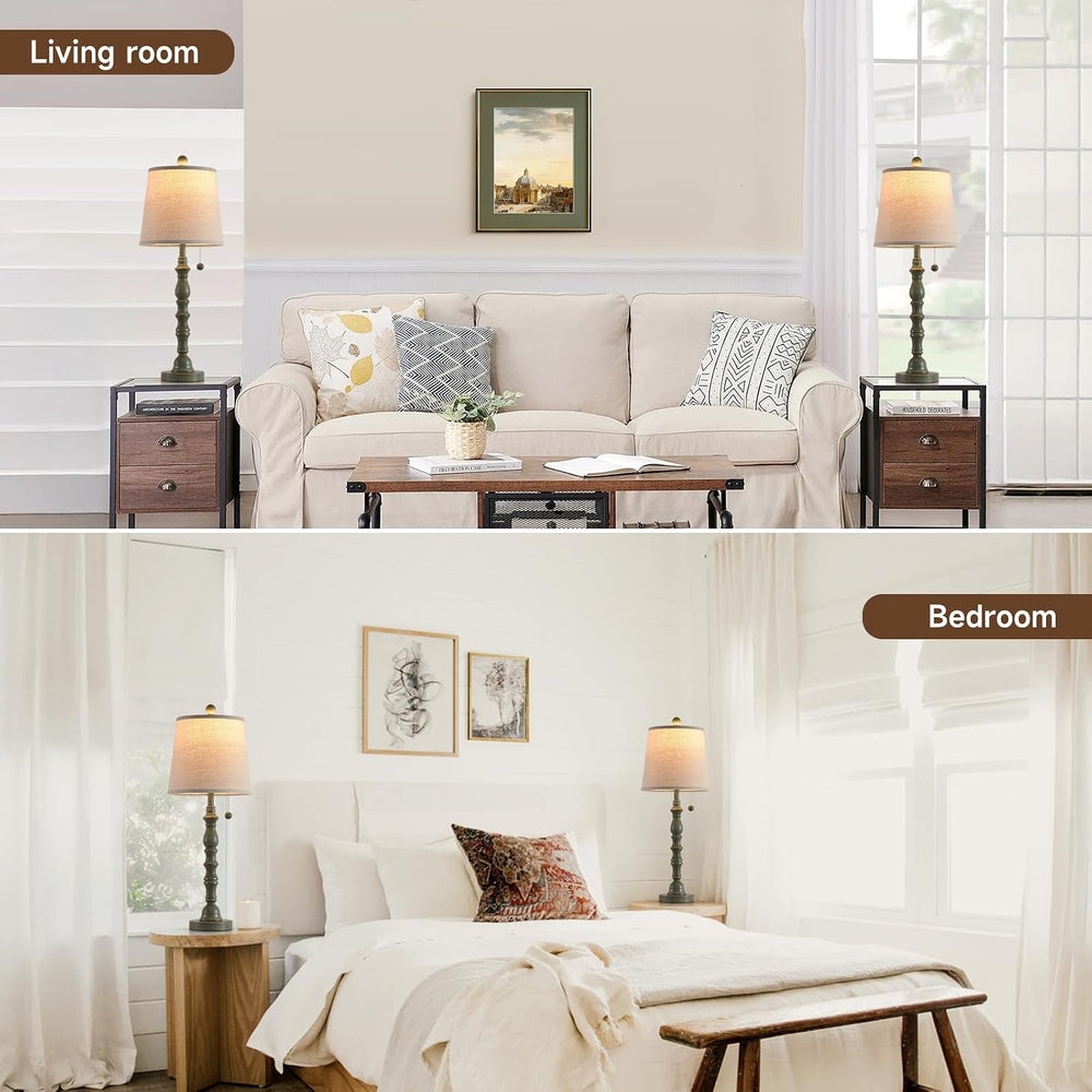 Lamps Set of 2 Modern Farmhouse Table Lamp Bedside Reading Lamps Living Room ...