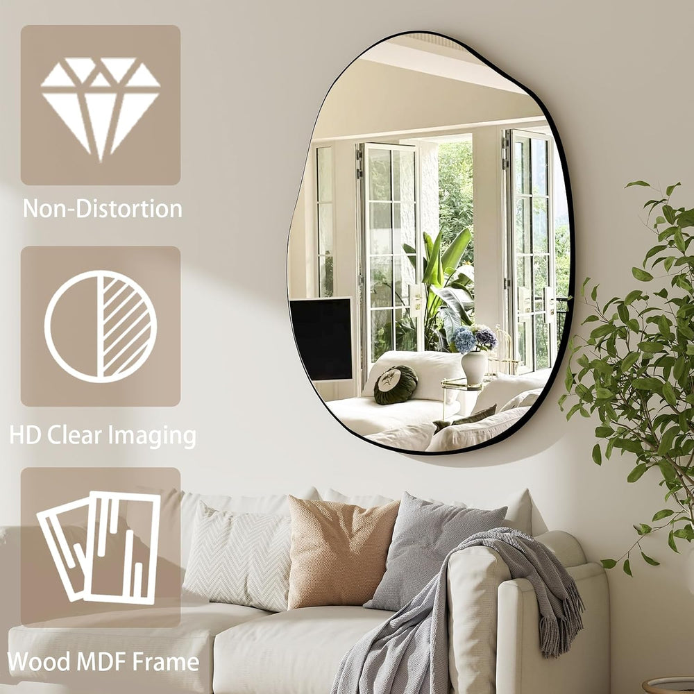 HARRITPURE 22"x32" Irregular Wall Mirror, Bathroom Mirror for Over ...