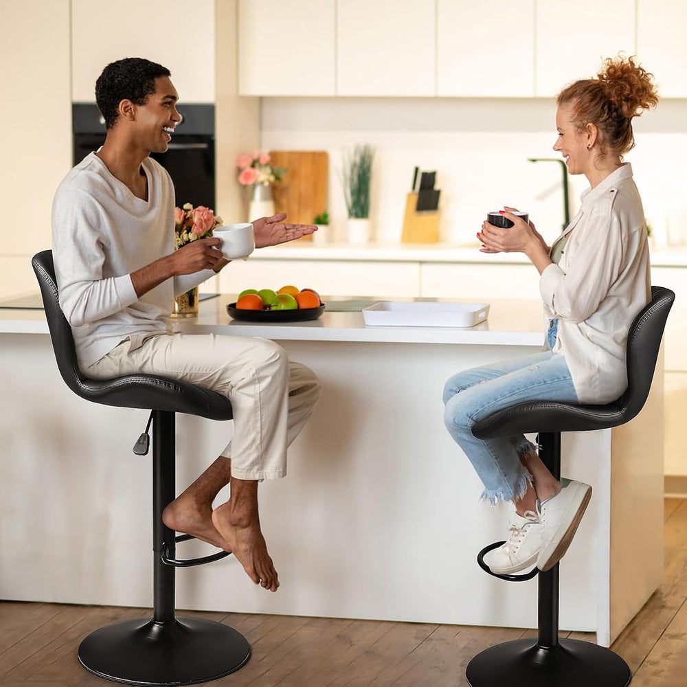 Waleaf Swivel Bar Stools Set of 4, Adjustable Counter Height with Backrest