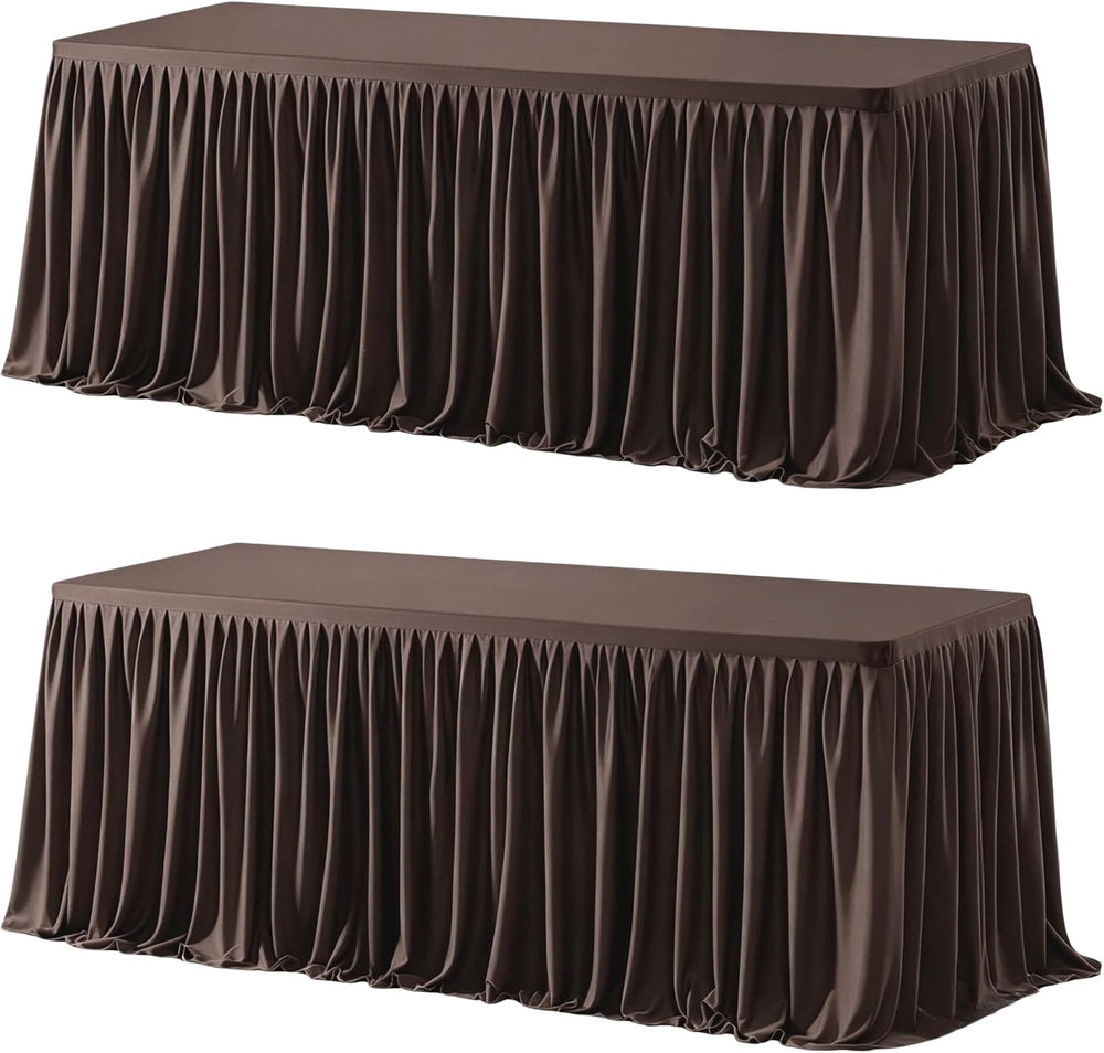 Wish Care 2 Pack Brown Rectangle Table Clothes for 6 Foot Tables, Polyester F...