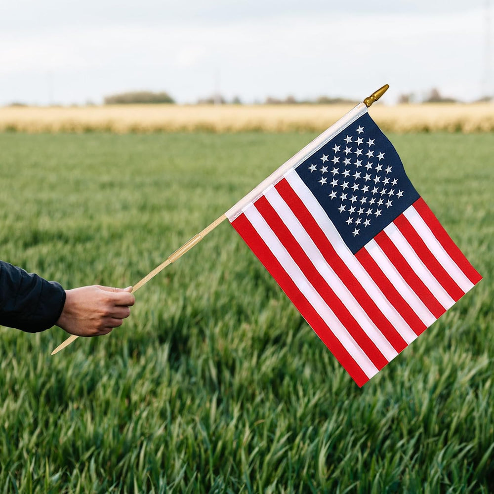 24 Pcs 12x18 Inch American Flags on Stick for Outside Multi-Purpose Use