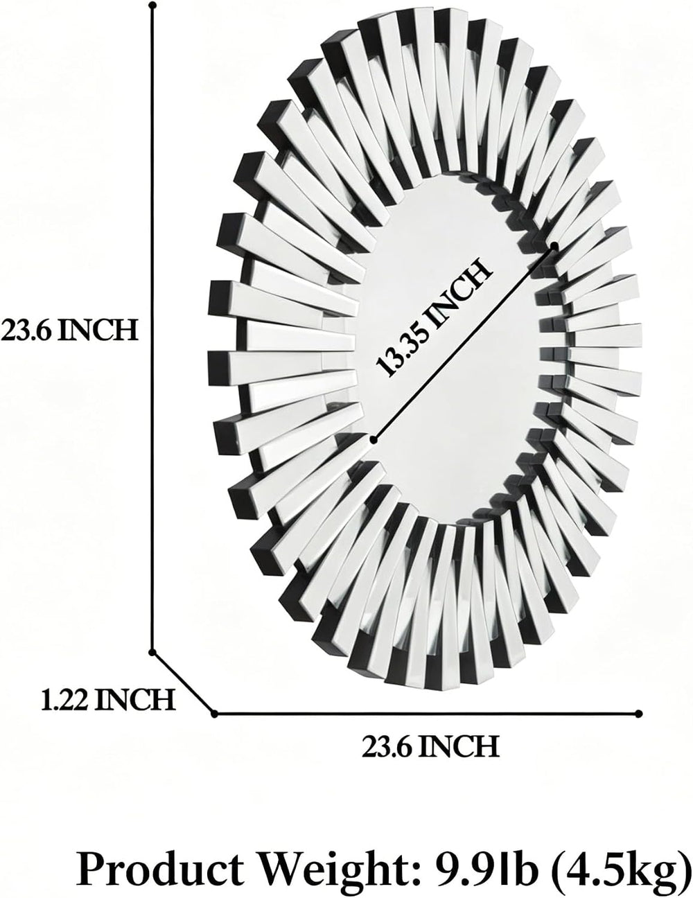 SHYFOY 24 inch Decorative Wall Mirror, Round Mirror for Wall Decor